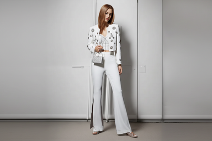 Elegant Split-Hem Bootcut Suit Set